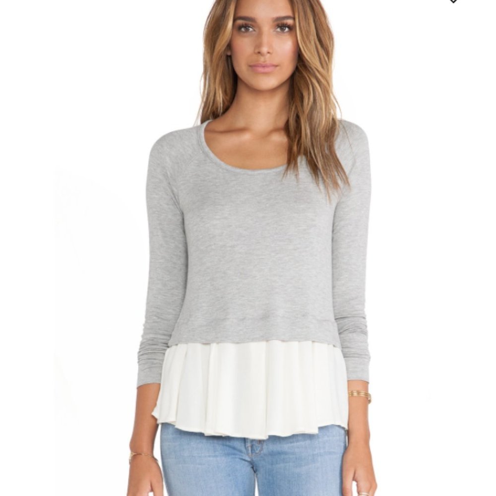 Ella Moss Gray White Layered Scoop Neck Blouse